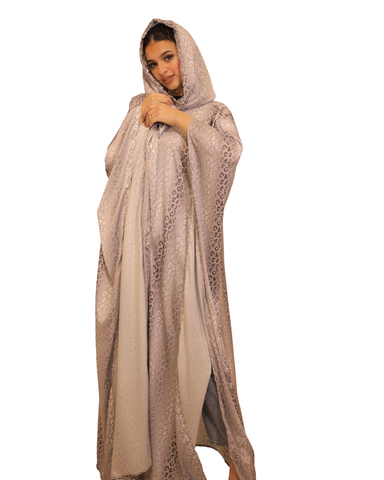 Woman Hooded Abbaya Grey