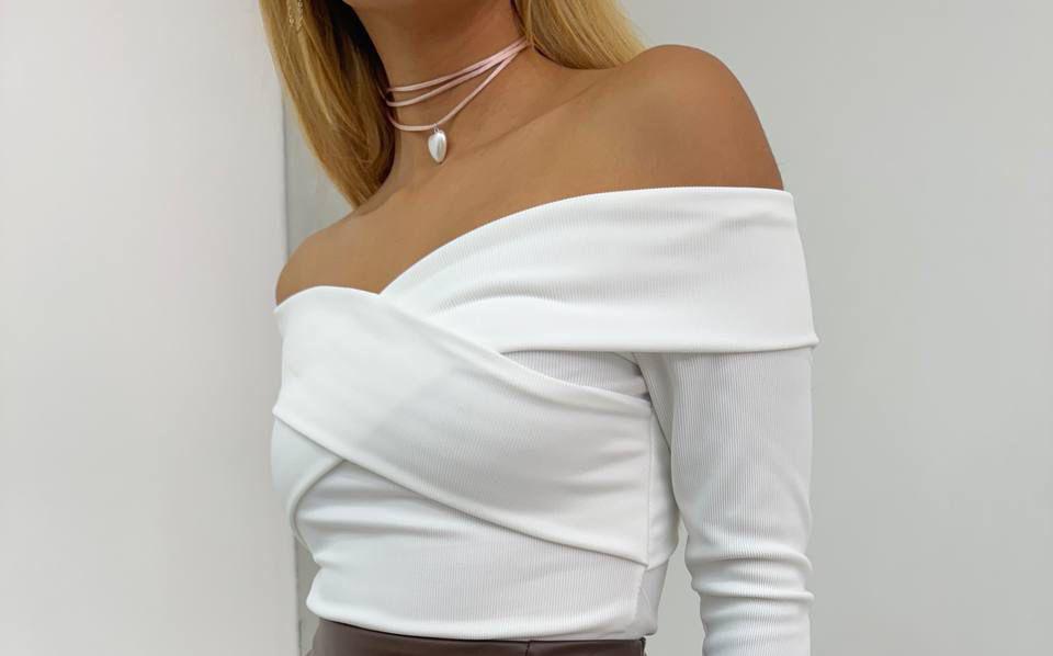 cleo white offshoulder top