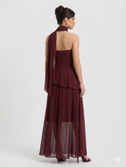 Elegant Black Draped Scarf Dress