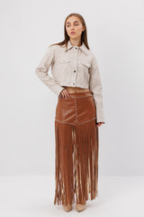 Fringe Faux Leather Skirt