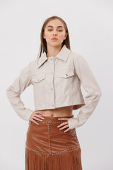 Fringe Faux Leather Skirt