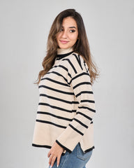 Thin Striped High Neck Pullover