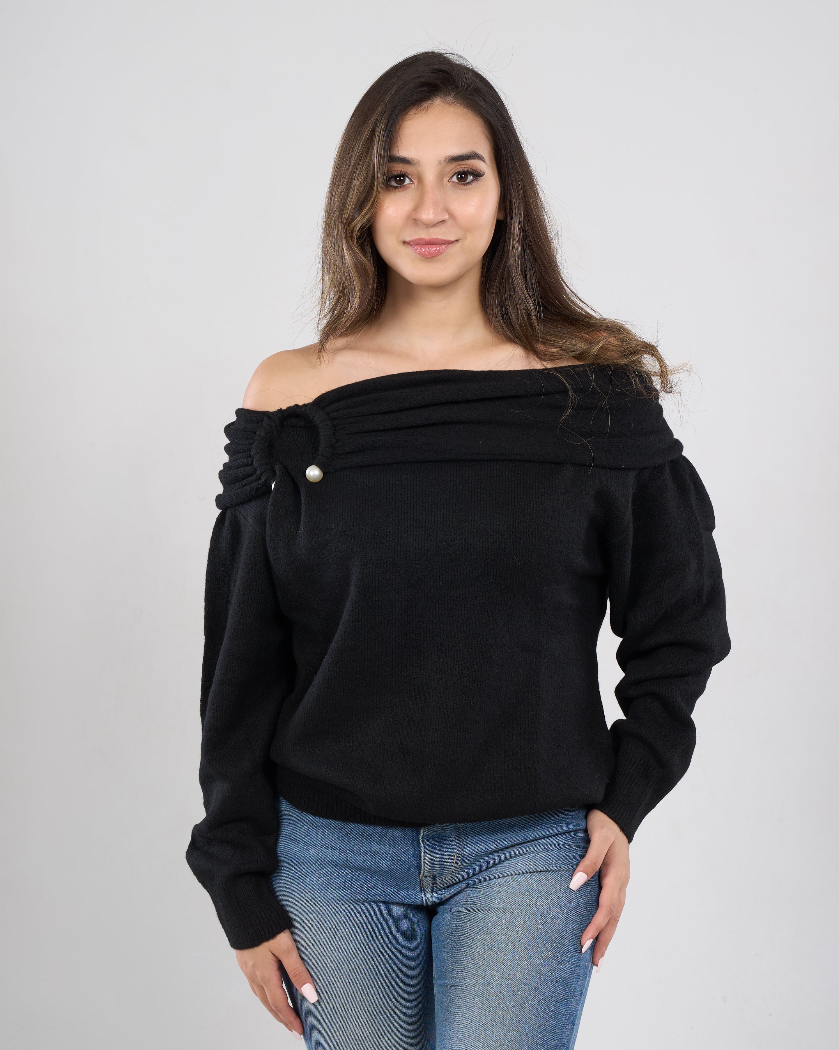 Ruffled Off-Shoulder Pullover