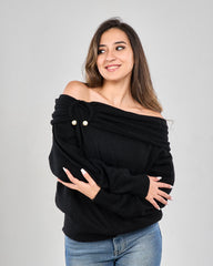 Ruffled Off-Shoulder Pullover