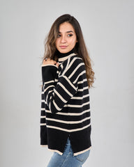 Thin Striped High Neck Pullover