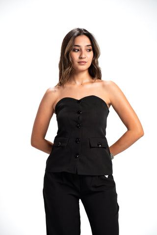 Cleo Sleeveless Black Top