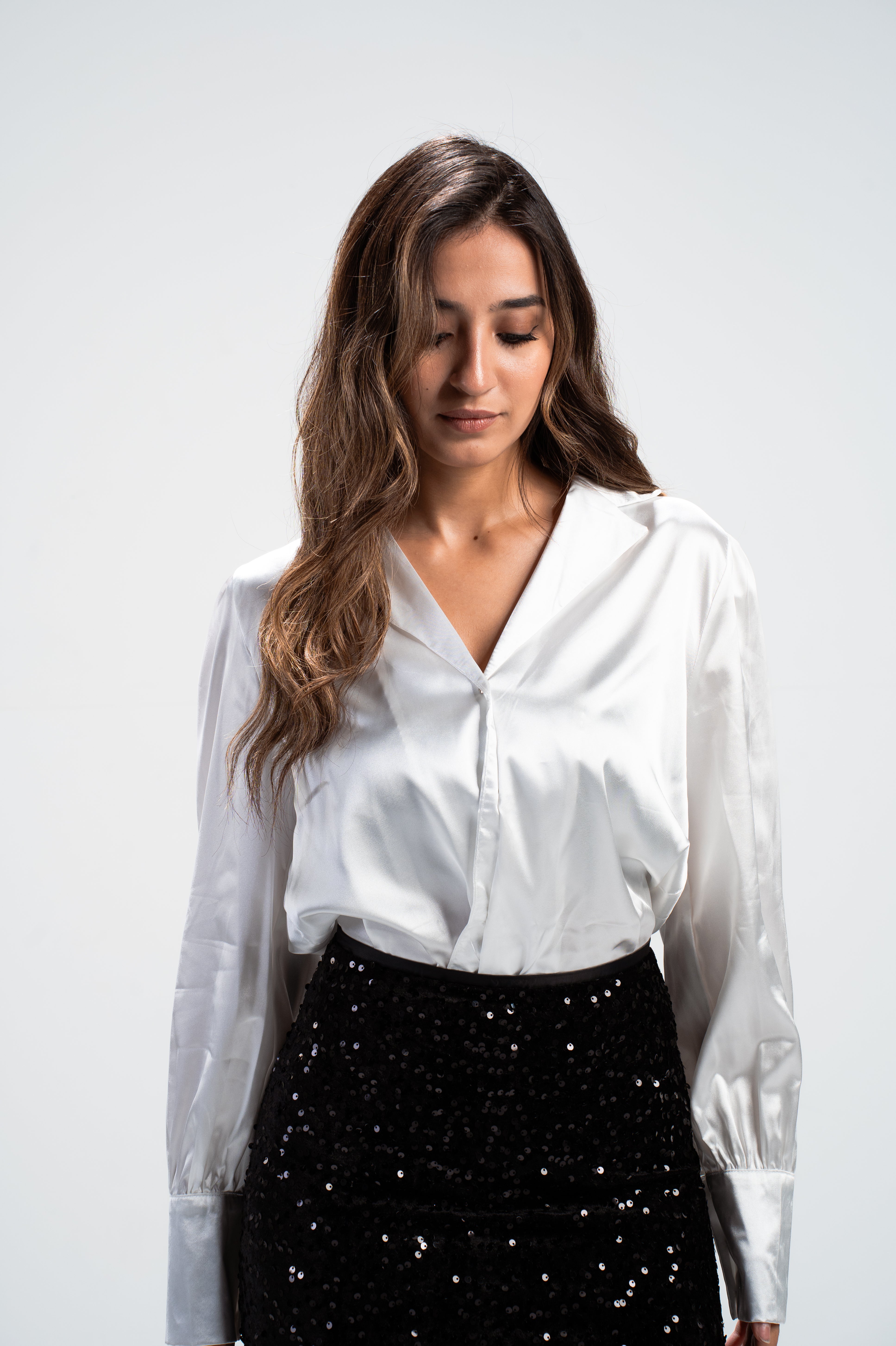 Cleo White Satin Shirt