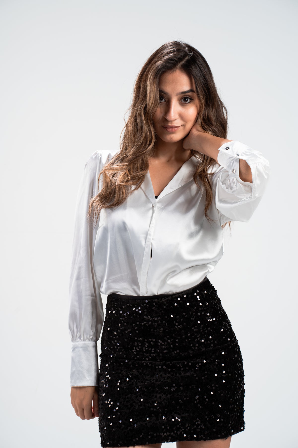 Cleo White Satin Shirt