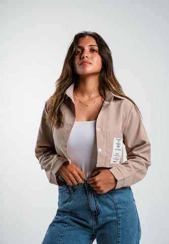 Cleo Beige Cropped Shirt