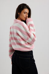 Collar-Neck Striped Jumper