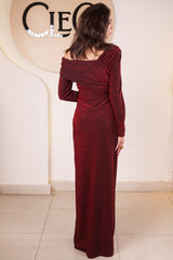 Shimmering Off-the-Shoulder Maxi Dress