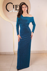 Shimmering Off-the-Shoulder Maxi Dress