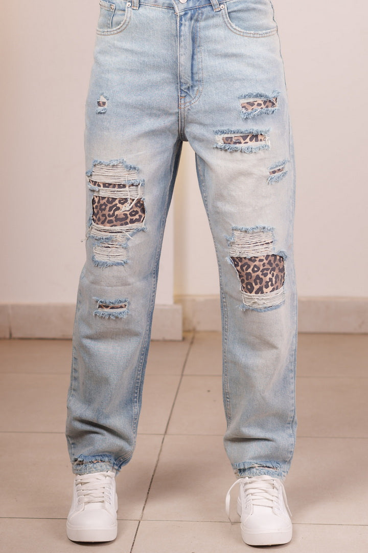 Street Style Leopard Jeans