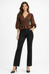 Brown Peplum Blouse