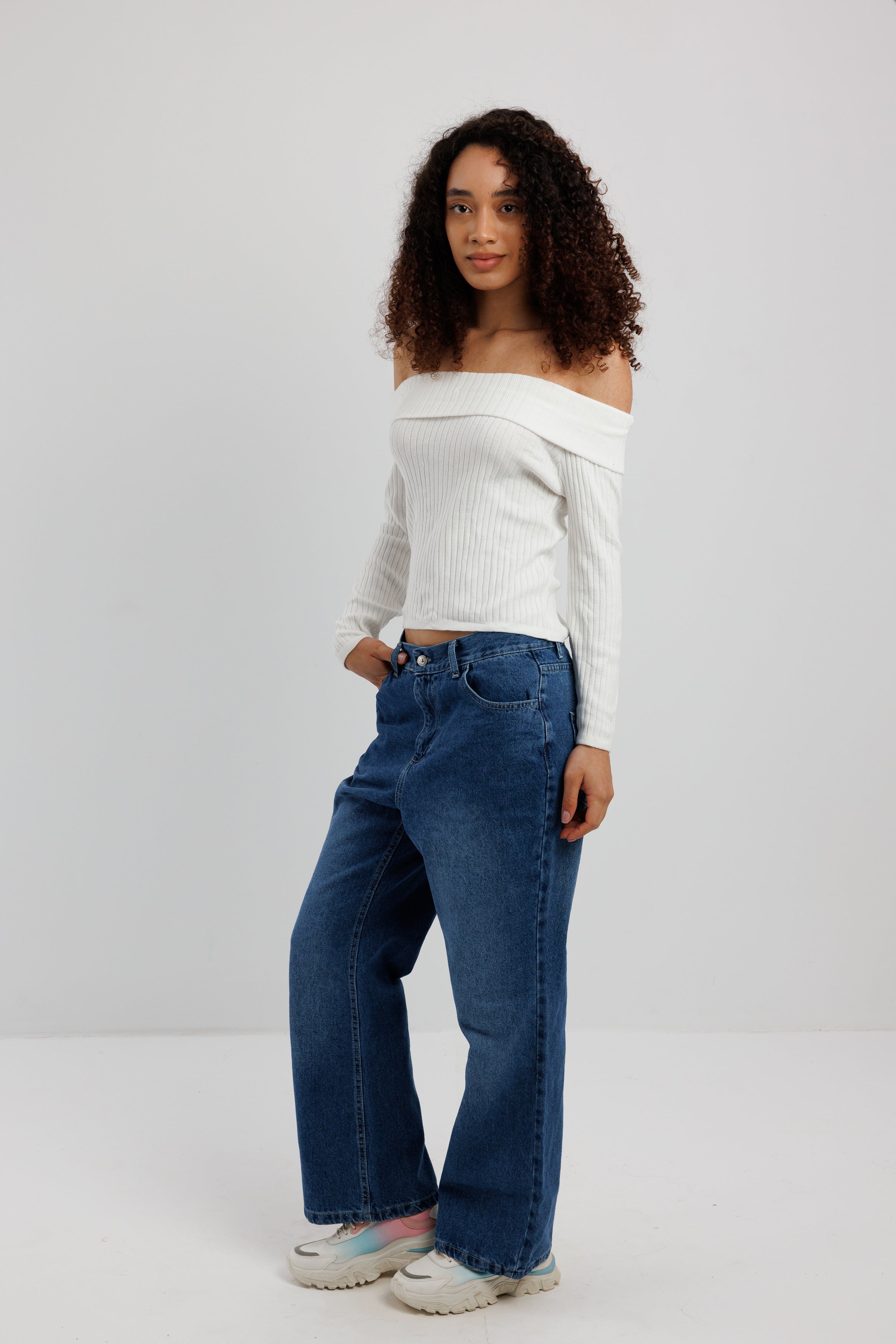 Off-Shoulder Ribbed Top