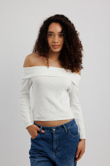 Off-Shoulder Ribbed Top