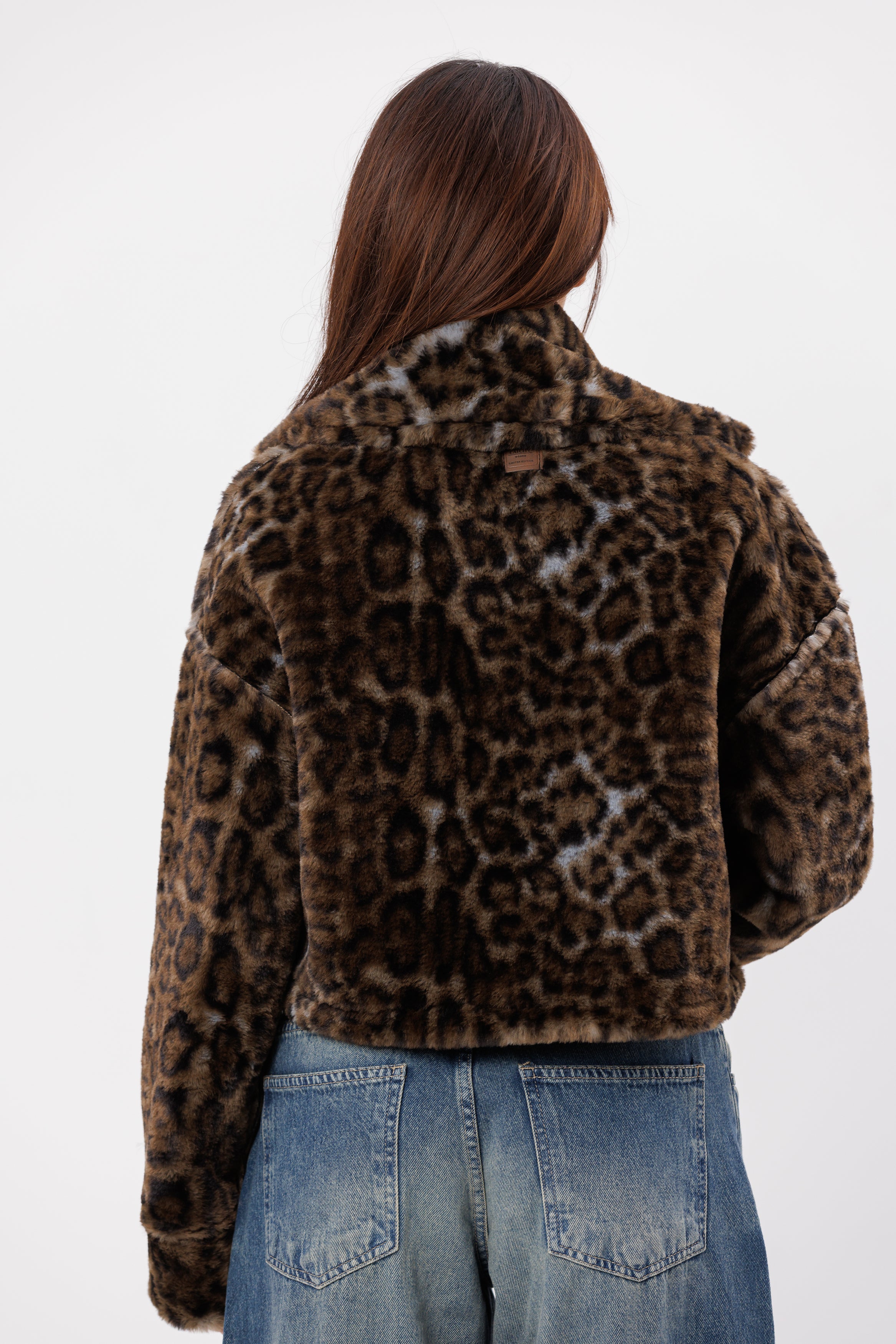 Leopard faux fur jacket