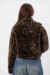 Leopard faux fur jacket