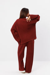 Ribbed Knitted Loung Wear Set