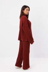 Ribbed Knitted Loung Wear Set